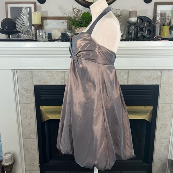 Jim Hjelm Occasions Taffeta Prom, Bridesmaid Grayish Blue and Rose Gold Dress - Picture 4 of 16